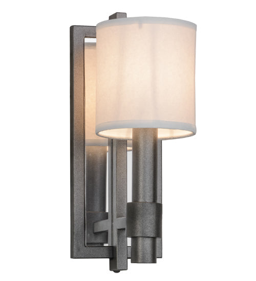 Meyda Lighting Alberta 4" Blackened Pewter Wall Sconce With White Paper And Crystal Idalight Shade