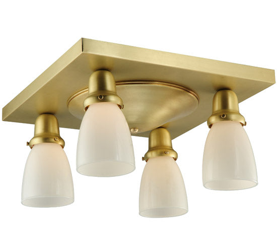 Meyda Lighting Alcove 21" 4-Light Brushed Brass Flush Mount Light With White Shade Glass