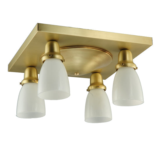 Meyda Lighting Alcove 21" 4-Light Brushed Brass Flush Mount Light With White Shade Glass