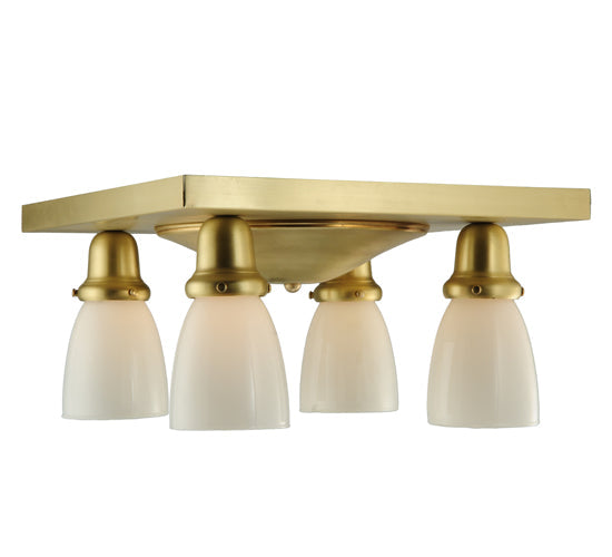 Meyda Lighting Alcove 21" 4-Light Brushed Brass Flush Mount Light With White Shade Glass