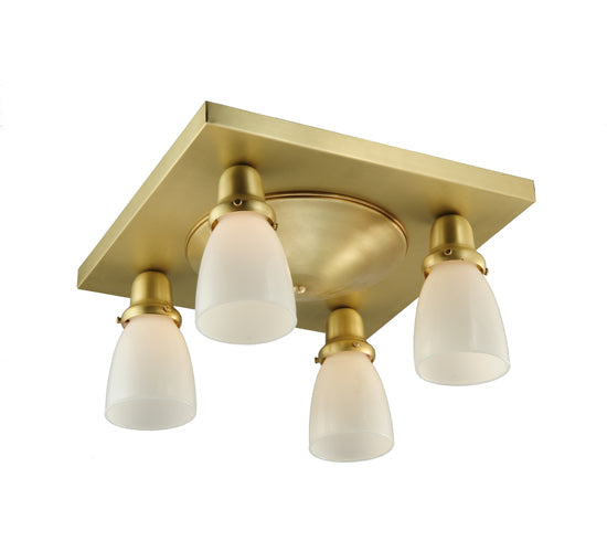 Meyda Lighting Alcove 21" 4-Light Brushed Brass Flush Mount Light With White Shade Glass