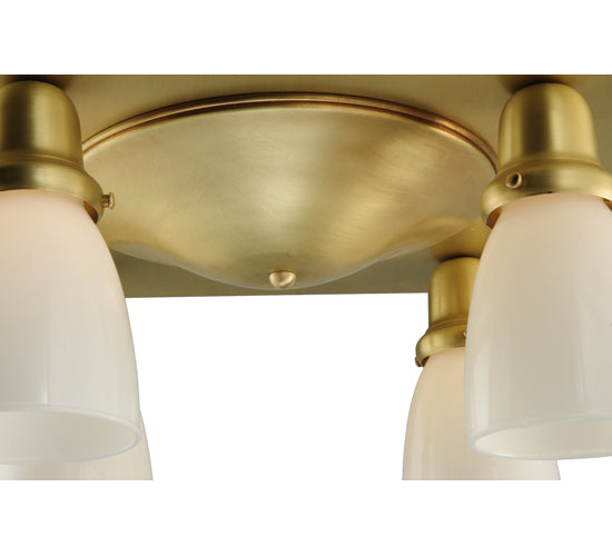 Meyda Lighting Alcove 21" 4-Light Brushed Brass Flush Mount Light With White Shade Glass