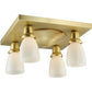 Meyda Lighting Alcove 21" 4-Light Brushed Brass Flush Mount Light With White Shade Glass