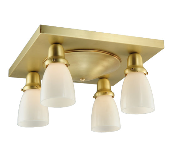 Meyda Lighting Alcove 21" 4-Light Brushed Brass Flush Mount Light With White Shade Glass