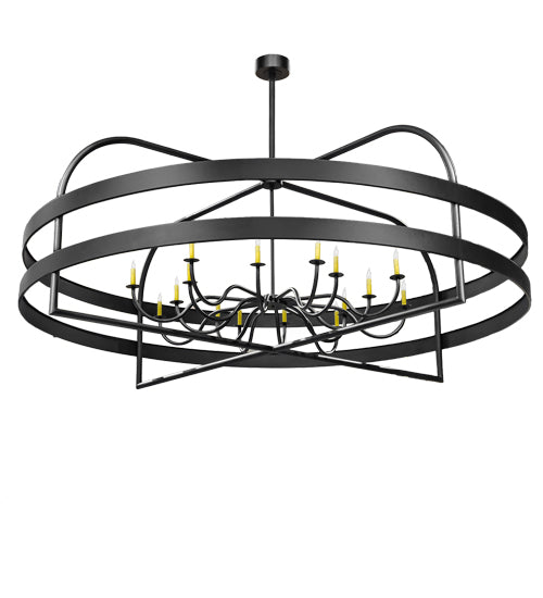 Meyda Lighting Aldari 108" 12-Light Textured Black Chandelier With Ivory Faux Candlelight