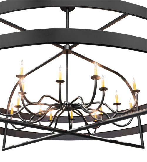 Meyda Lighting Aldari 108" 12-Light Textured Black Chandelier With Ivory Faux Candlelight