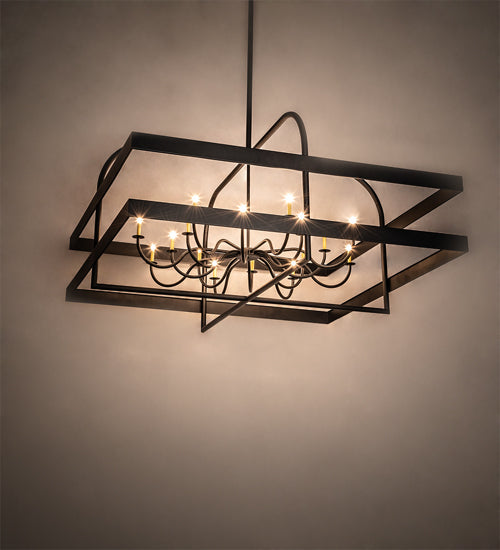 Meyda Lighting Aldari 117" 16-Light Textured Black Chandelier With Ivory Faux Candlelight
