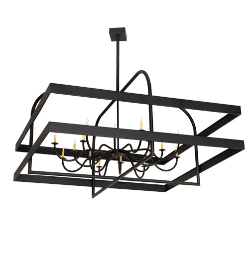 Meyda Lighting Aldari 117" 16-Light Textured Black Chandelier With Ivory Faux Candlelight