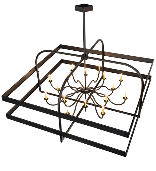 Meyda Lighting Aldari 117" 16-Light Textured Black Chandelier With Ivory Faux Candlelight