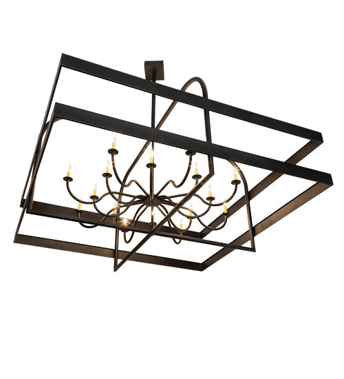 Meyda Lighting Aldari 117" 16-Light Textured Black Chandelier With Ivory Faux Candlelight