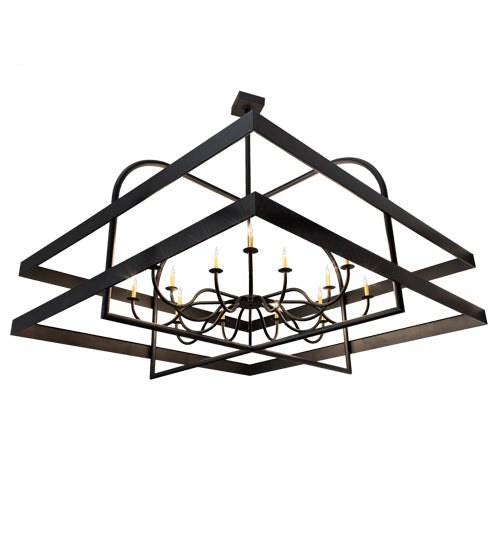 Meyda Lighting Aldari 117" 16-Light Textured Black Chandelier With Ivory Faux Candlelight