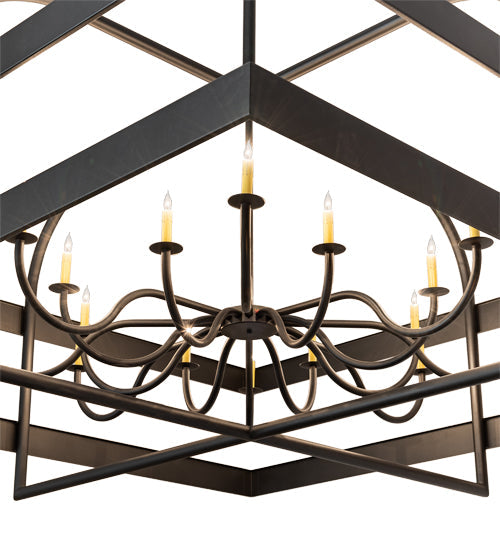 Meyda Lighting Aldari 117" 16-Light Textured Black Chandelier With Ivory Faux Candlelight