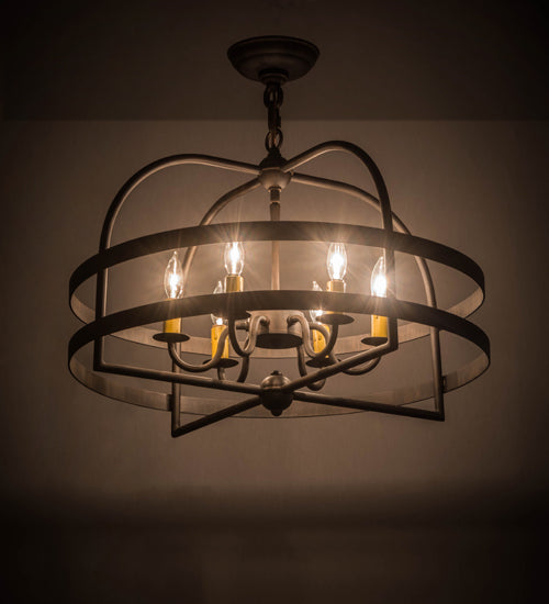 Meyda Lighting Aldari 22" 6-Light Classic Rust Chandelier With Amber Faux Candlelight