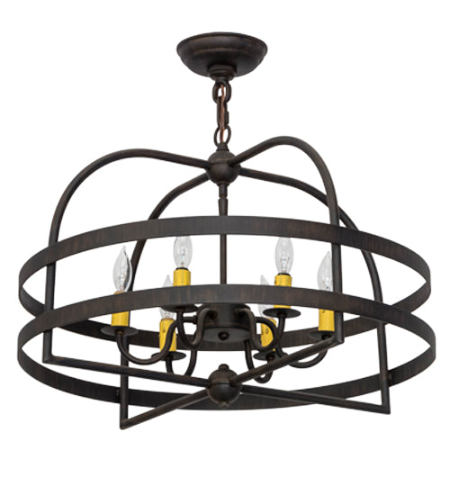 Meyda Lighting Aldari 22" 6-Light Classic Rust Chandelier With Amber Faux Candlelight