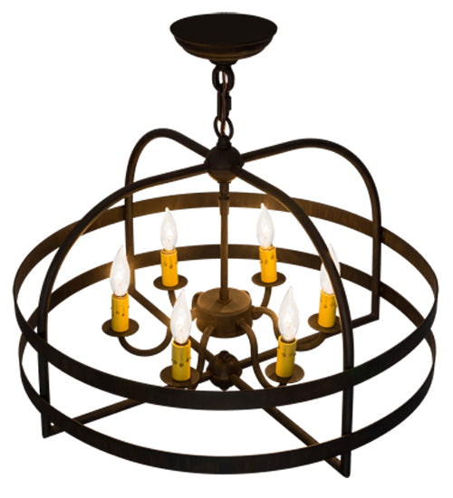 Meyda Lighting Aldari 22" 6-Light Classic Rust Chandelier With Amber Faux Candlelight