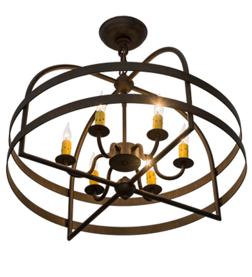 Meyda Lighting Aldari 22" 6-Light Classic Rust Chandelier With Amber Faux Candlelight
