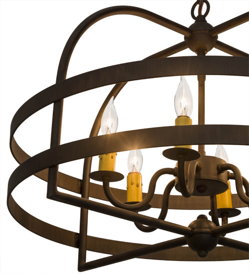 Meyda Lighting Aldari 22" 6-Light Classic Rust Chandelier With Amber Faux Candlelight