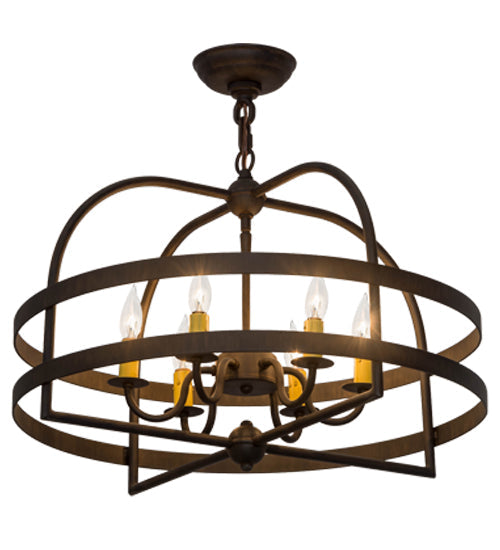 Meyda Lighting Aldari 22" 6-Light Classic Rust Chandelier With Amber Faux Candlelight