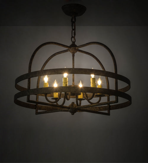 Meyda Lighting Aldari 22" 6-Light Golden Bronze Chandelier With Ivory Faux Candlelight
