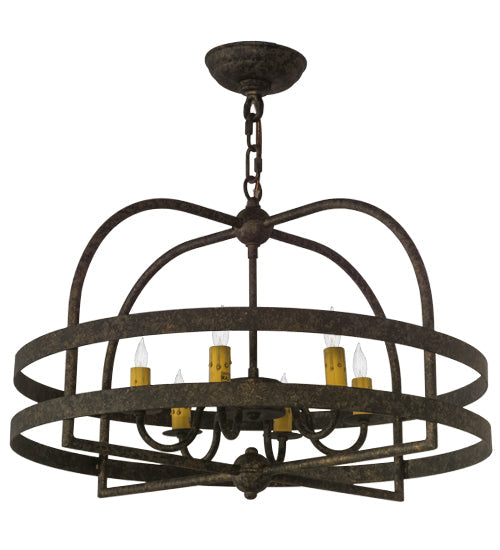 Meyda Lighting Aldari 22" 6-Light Golden Bronze Chandelier With Ivory Faux Candlelight