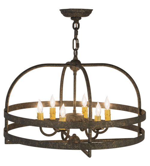 Meyda Lighting Aldari 22" 6-Light Golden Bronze Chandelier With Ivory Faux Candlelight