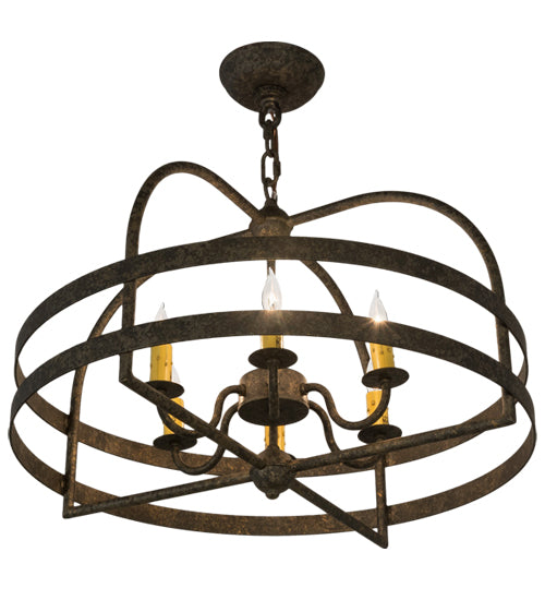 Meyda Lighting Aldari 22" 6-Light Golden Bronze Chandelier With Ivory Faux Candlelight
