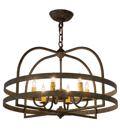 Meyda Lighting Aldari 22" 6-Light Golden Bronze Chandelier With Ivory Faux Candlelight