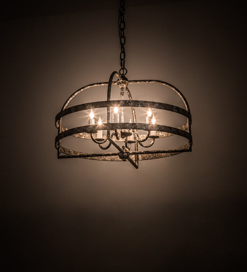 Meyda Lighting Aldari 22" 6-Light Graphite Pewter Chandelier With White Faux Candlelight
