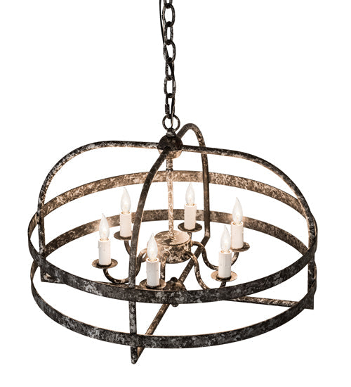 Meyda Lighting Aldari 22" 6-Light Graphite Pewter Chandelier With White Faux Candlelight
