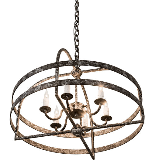 Meyda Lighting Aldari 22" 6-Light Graphite Pewter Chandelier With White Faux Candlelight