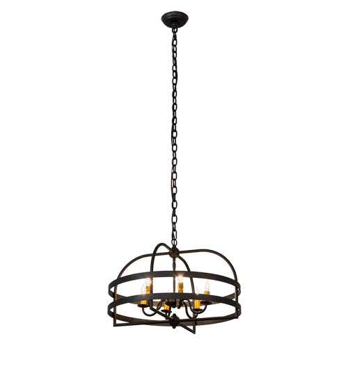 Meyda Lighting Aldari 22" 6-Light Old Wrought Iron Chandelier With Amber Faux Candlelight