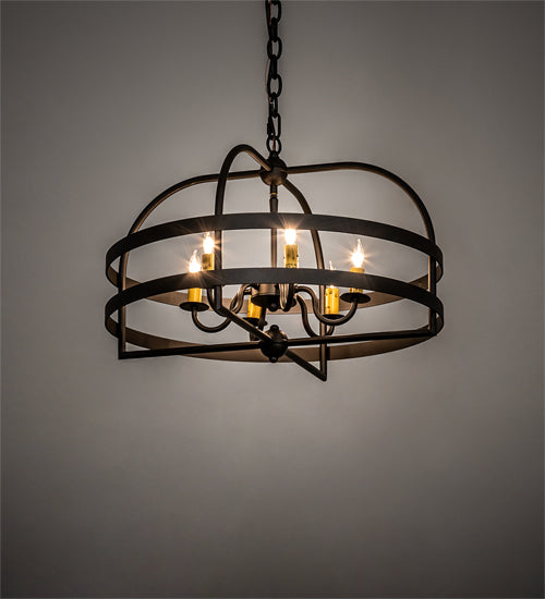 Meyda Lighting Aldari 22" 6-Light Old Wrought Iron Chandelier With Amber Faux Candlelight