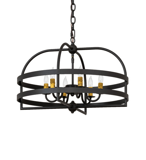 Meyda Lighting Aldari 22" 6-Light Old Wrought Iron Chandelier With Amber Faux Candlelight