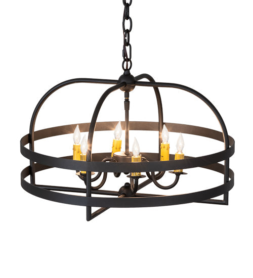 Meyda Lighting Aldari 22" 6-Light Old Wrought Iron Chandelier With Amber Faux Candlelight