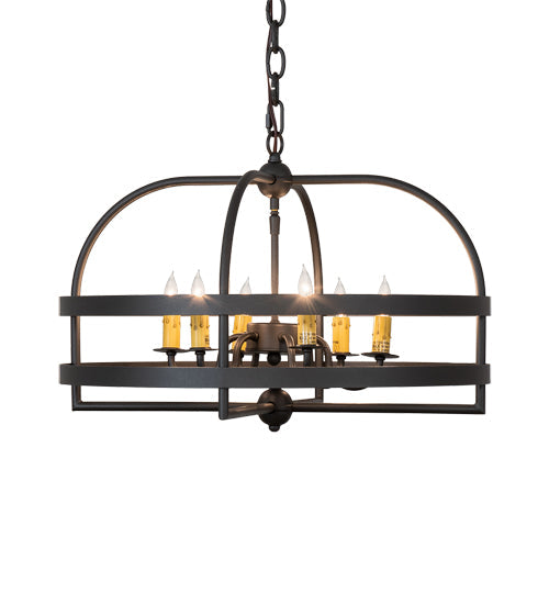 Meyda Lighting Aldari 22" 6-Light Old Wrought Iron Chandelier With Amber Faux Candlelight