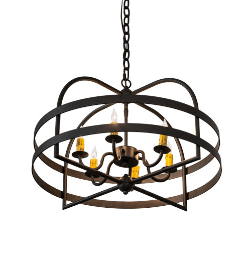 Meyda Lighting Aldari 22" 6-Light Old Wrought Iron Chandelier With Amber Faux Candlelight