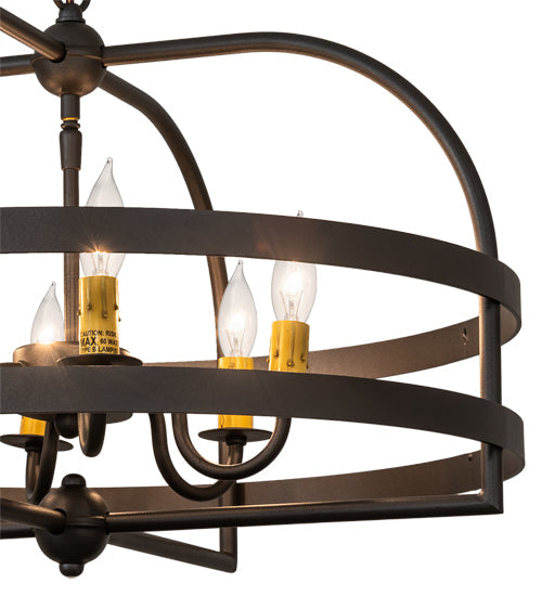 Meyda Lighting Aldari 22" 6-Light Old Wrought Iron Chandelier With Amber Faux Candlelight