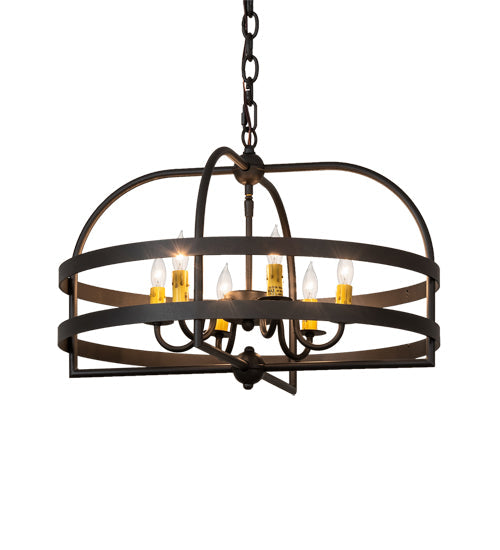 Meyda Lighting Aldari 22" 6-Light Old Wrought Iron Chandelier With Amber Faux Candlelight