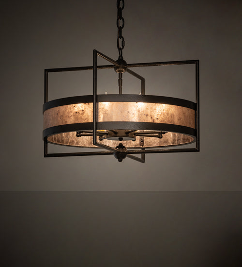 Meyda Lighting Aldari 22" 8-Light Timeless Bronze Vein Pendant Light With Silver Mica Shade Glass
