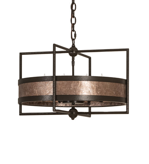 Meyda Lighting Aldari 22" 8-Light Timeless Bronze Vein Pendant Light With Silver Mica Shade Glass