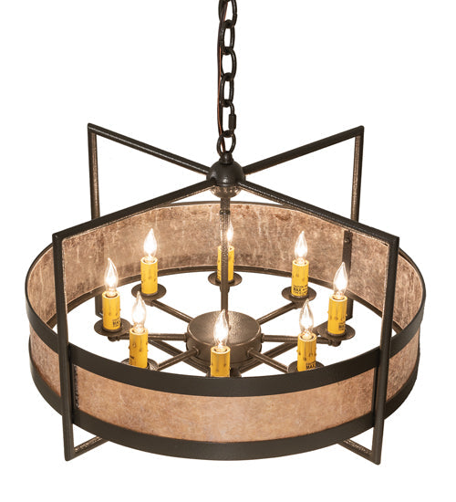 Meyda Lighting Aldari 22" 8-Light Timeless Bronze Vein Pendant Light With Silver Mica Shade Glass