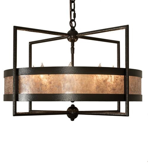 Meyda Lighting Aldari 22" 8-Light Timeless Bronze Vein Pendant Light With Silver Mica Shade Glass
