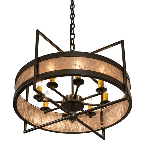 Meyda Lighting Aldari 22" 8-Light Timeless Bronze Vein Pendant Light With Silver Mica Shade Glass