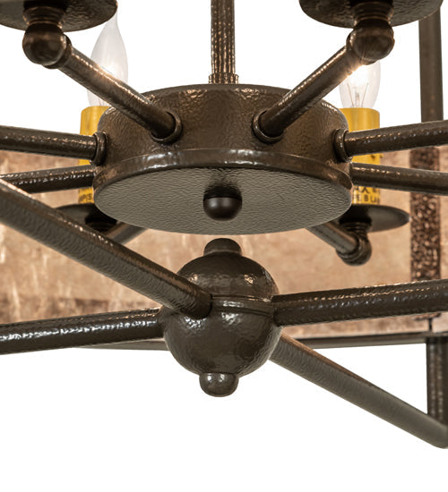 Meyda Lighting Aldari 22" 8-Light Timeless Bronze Vein Pendant Light With Silver Mica Shade Glass