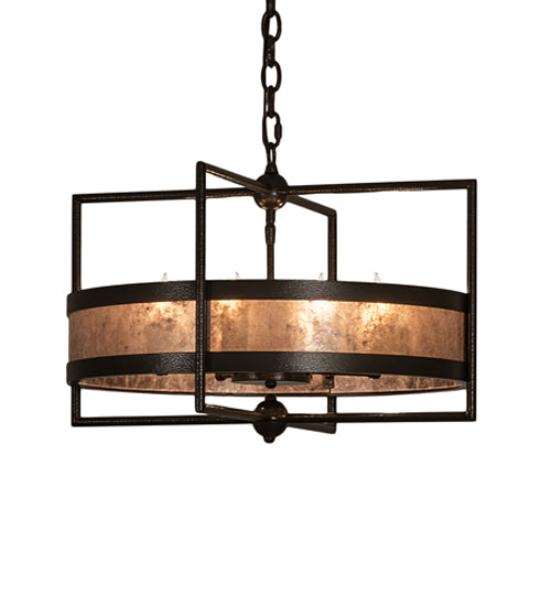Meyda Lighting Aldari 22" 8-Light Timeless Bronze Vein Pendant Light With Silver Mica Shade Glass