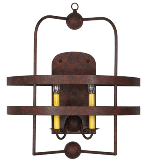 Meyda Lighting Aldari 24" 2-Light Rusty Nail Wall Sconce With Ivory Faux Candlelight
