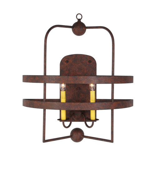 Meyda Lighting Aldari 24" 2-Light Rusty Nail Wall Sconce With Ivory Faux Candlelight