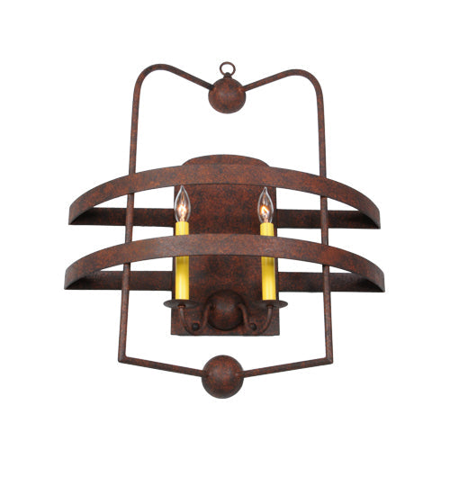 Meyda Lighting Aldari 24" 2-Light Rusty Nail Wall Sconce With Ivory Faux Candlelight