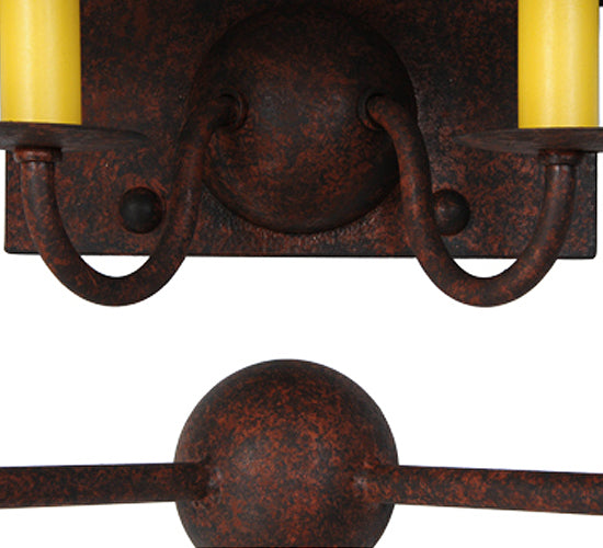 Meyda Lighting Aldari 24" 2-Light Rusty Nail Wall Sconce With Ivory Faux Candlelight