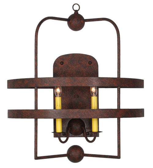 Meyda Lighting Aldari 24" 2-Light Rusty Nail Wall Sconce With Ivory Faux Candlelight